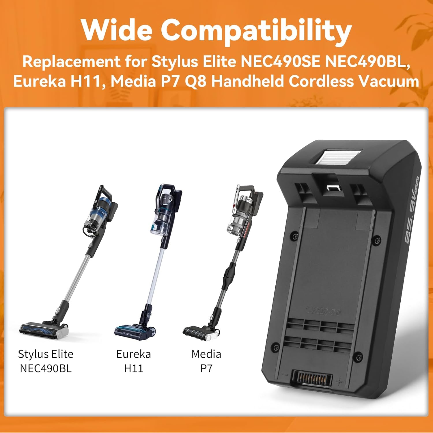 Replacement for Eureka BP28825A Battery, Compatible with Eureka Stylus Elite NEC490SE NEC490BL Series, Media P7 Q8, Eureka H11 Handheld Cordless Vacuum Cleaner Rechargeable Battery Pack 29.6V 2500mAh