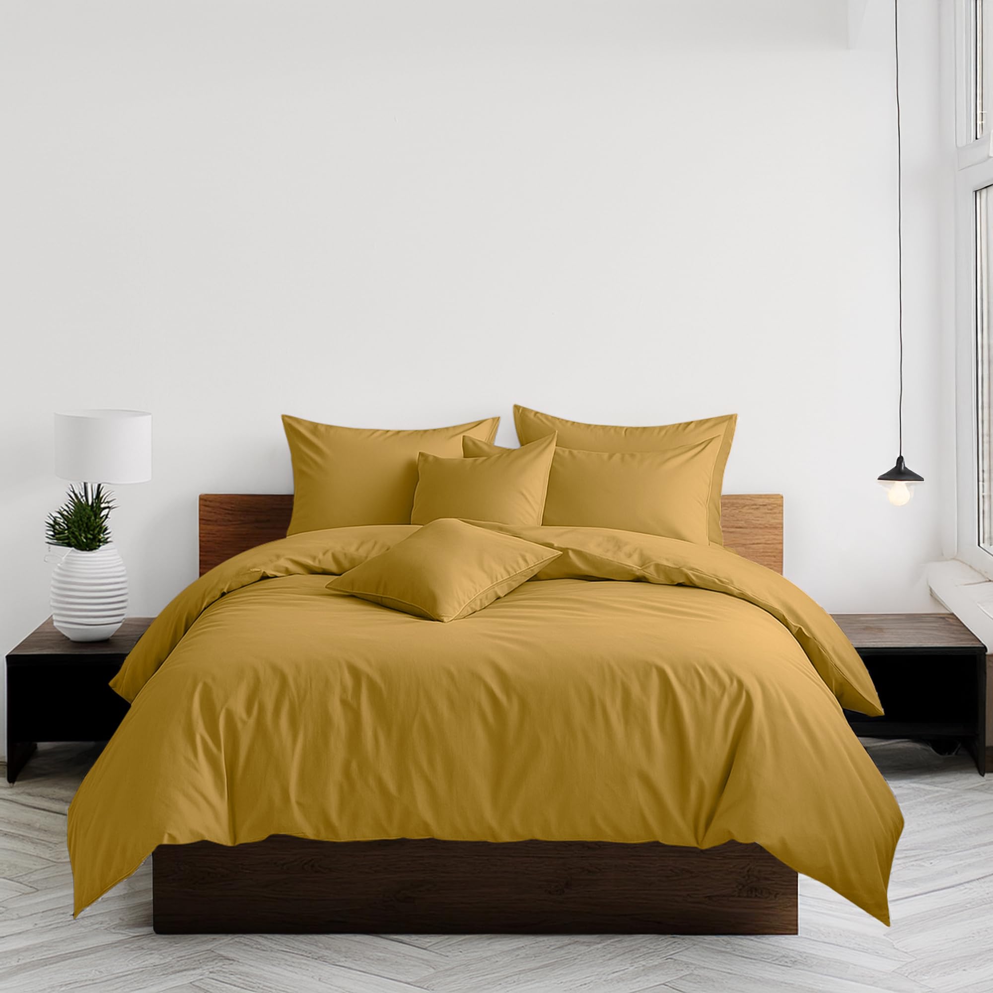 Snug City Single Mustard Polycotton Duvet Cover Set - Easy Care Bedding