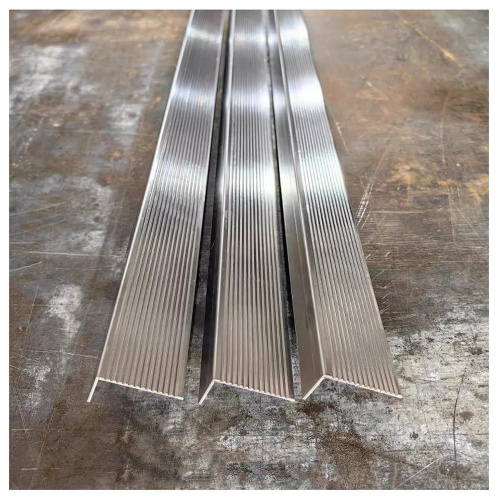 Nez de marche extérieur en acier inoxydable 3x3cm - Lot de 5 protections de bord d'escalier 140cm