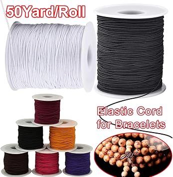 0.8mm Elastic String for Bracelet, 50 Yard Round Beading Cord Rope Stretchy Bracelet String for DIY Beading, Bracelets, Necklaces, Jewelry Making, Crafts, Yellow