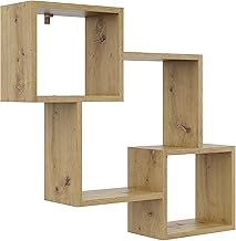 Decorative Wall Shelf with 3 Tiers, 78 x 71 x 18 cm, Scandinavian Design Modern for Living Room, Kitchen, Office, Bedroom, Bathroom, Hanging Bookcase (Craftsmanship)