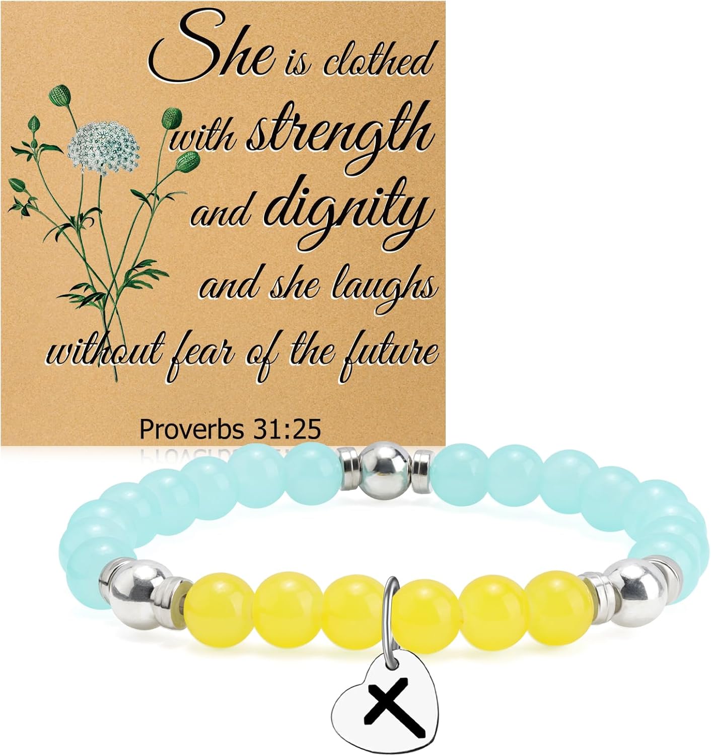Christian Verse Beads Bracelets for Her Goddaughter Godmother Best Friend Inspirational Scripture Gifts Beaded Bracelets for Women Religious Encouragement Stretch Jewelry Christmas Birthday Present