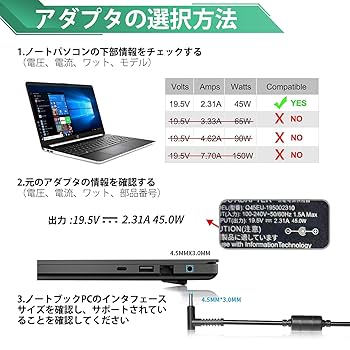 シルマレジンなど Amazon.co.jp: HKY 19.5V 2.31A 45W ノートパソコン 充電器 対応