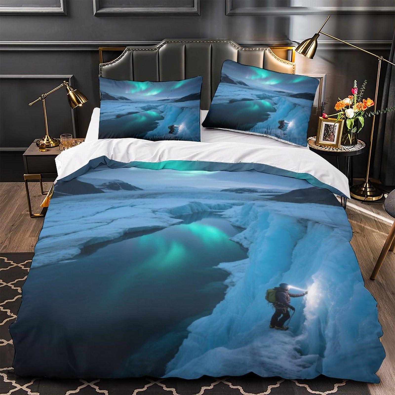 Housse de couette 3 pièces microfibre hypoallergénique lit King 220x240cm