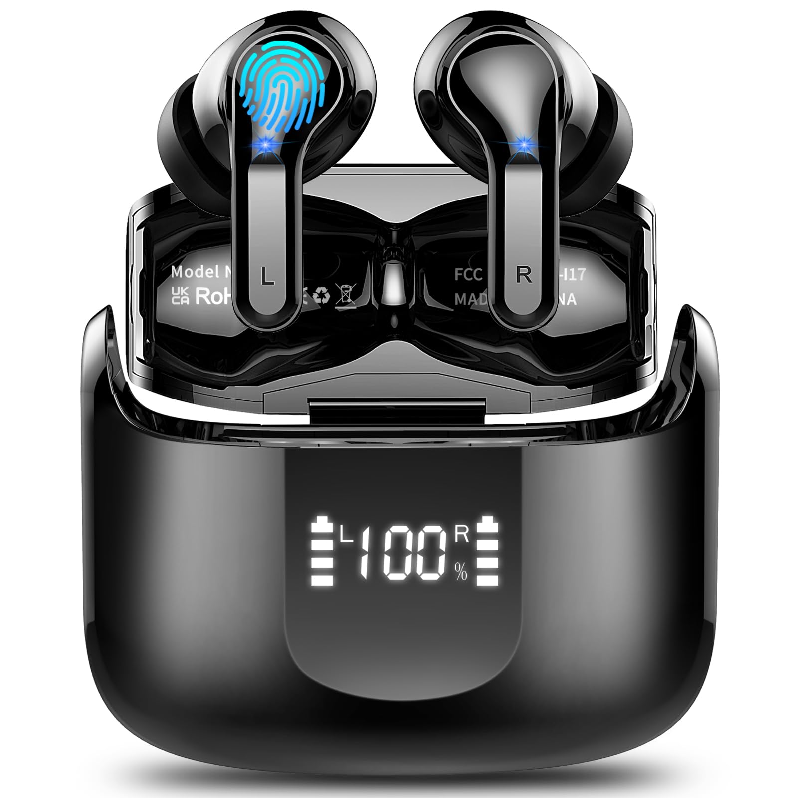 2026 Headphones Wireless Bluetooth 5.4, 6D Stereo Bluetooth Headphones, 56 Hours Deep Bass ENC Noise Cancelling Wireless Earbuds, 3 g Mini USB-C In-Ear Earphones, IP-X7 Waterproof Headphones Android