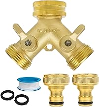 2 Way Brass Garden Tap Splitter, Double Way 3/4" Garden Hose Splitter Y Valve with Quick Individual On/Off Splitter Connector for Outdoor & Garden Hoses