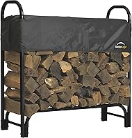 ShelterLogic 4ft Adjustable Heavy Duty Outdoor Firewood Rack - Steel Frame, Water-Resistant Cover, 1/5 Cord Capacity