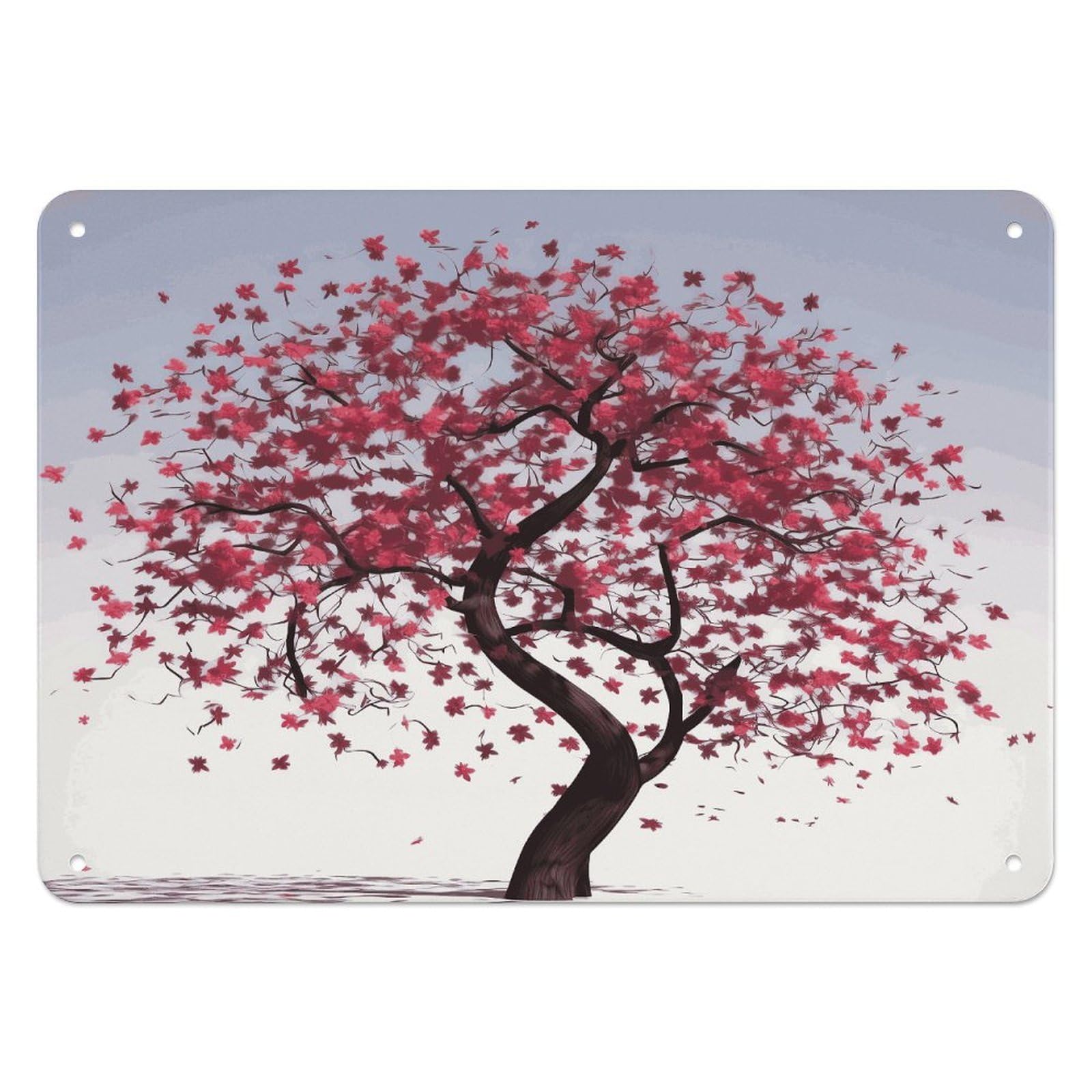 Fekiloot Style Japanese Cherry Tree Wall Decor Iron Painting Metal Sign