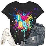 AMWIPE 80s Shirts for Women I Love The 80s Tshirts for Girls 1980 Themed Style Outfit for Party