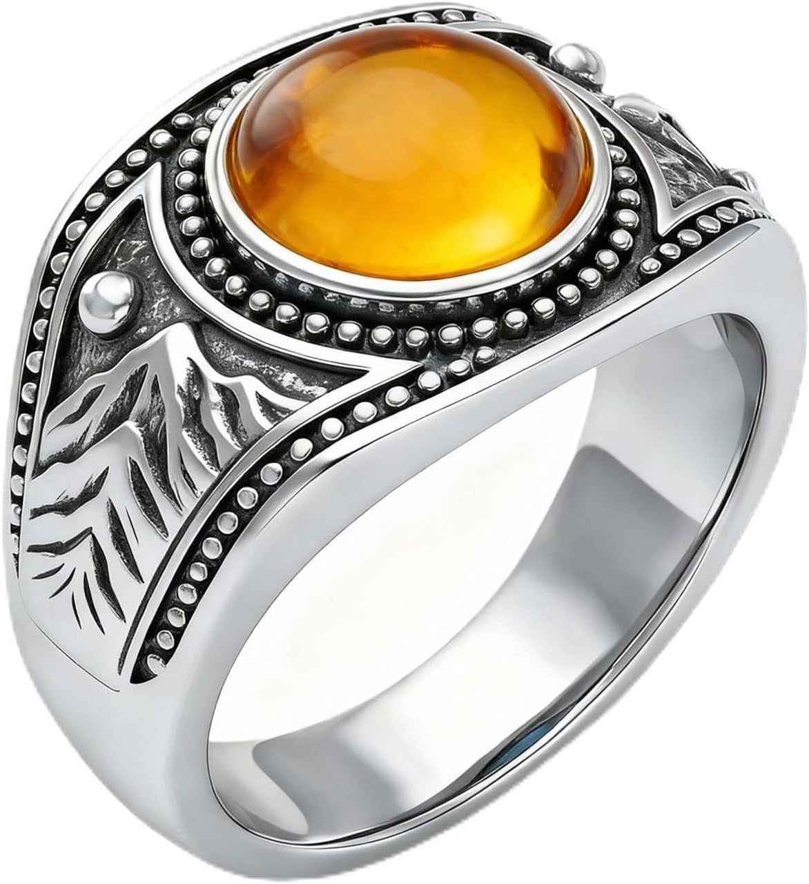 Men's 925 Sterling Silver Mountain Range Ring, Nature Inspired Outdoor Statement Band for Men, Sizes 6-15