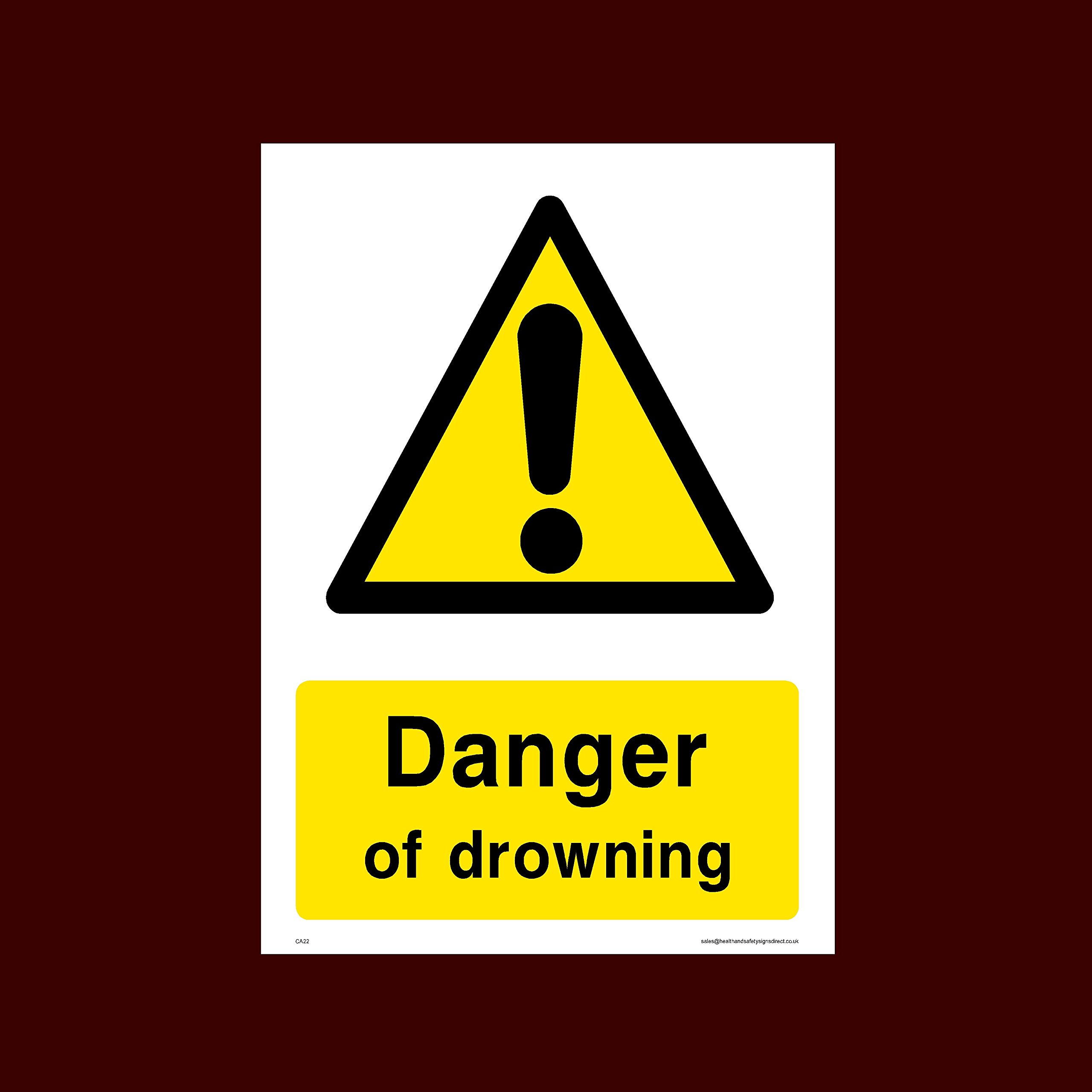Ussp&S Danger Of Drowning Plastic Sign With 4 Pre-Drilled Holes (Ca22) - Warning, Farm, Dogs, Agriculture, Cattle, Sheep, Bull