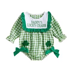 YINGISFITM Baby Girl St Patricks Outfit Newborn My First St Patricks Clover Bubble Sweatshirt Romper Spring Clothes