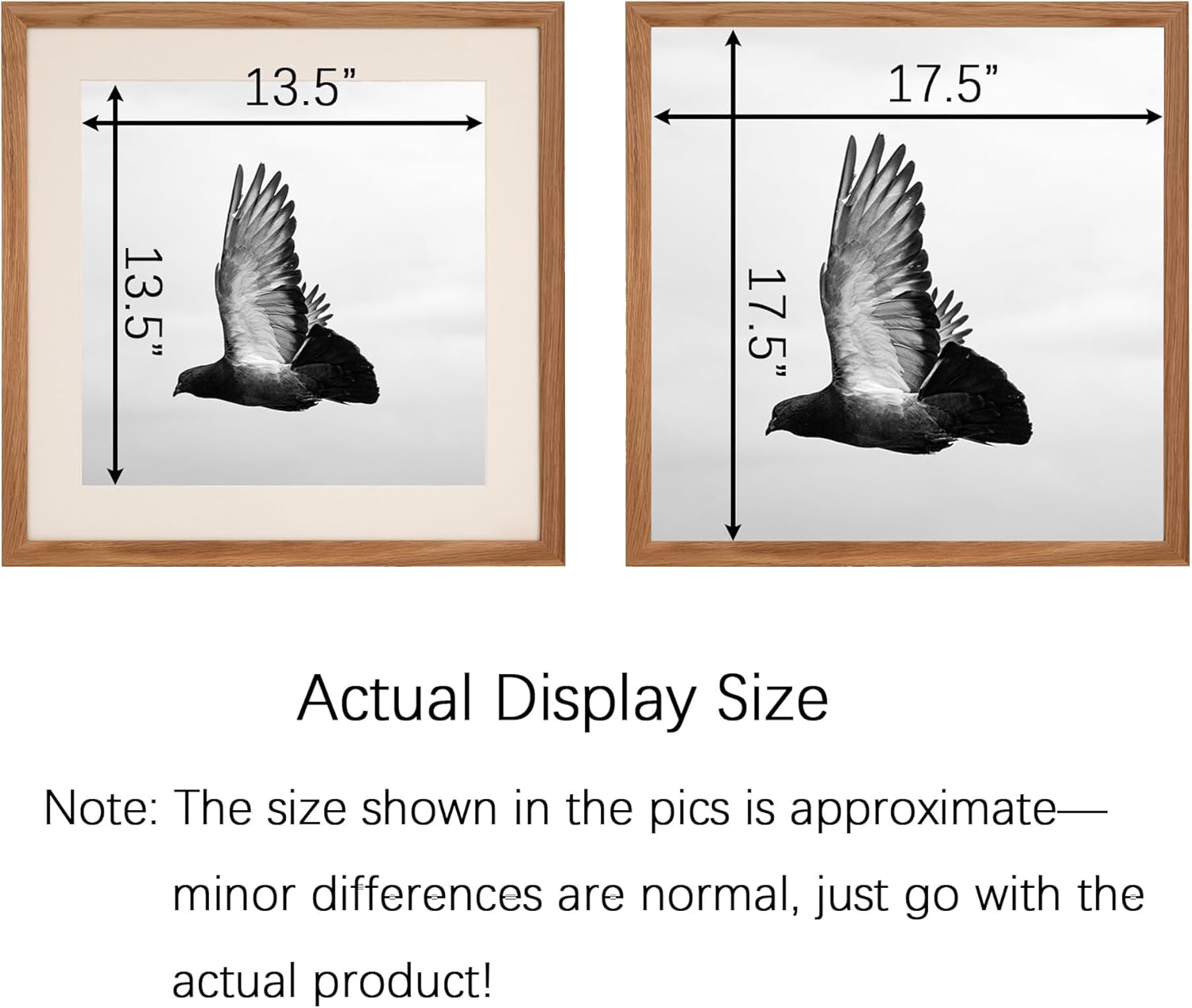 18x18 Natural Oak Wood Picture Frame - Display 14x14 Photos with Mat or 18x18 Without - Modern Minimalist Gallery Wall Poster Frame - Horizontal & Vertical Wall Mounting