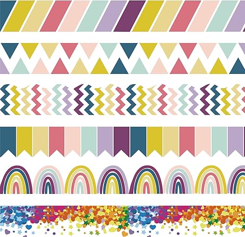 Vista 63 de Containlol Bordes de aula para tablón de anuncios, 118 pies, temática de animales de safari con ribete festoneado, tablero de anuncios colorido