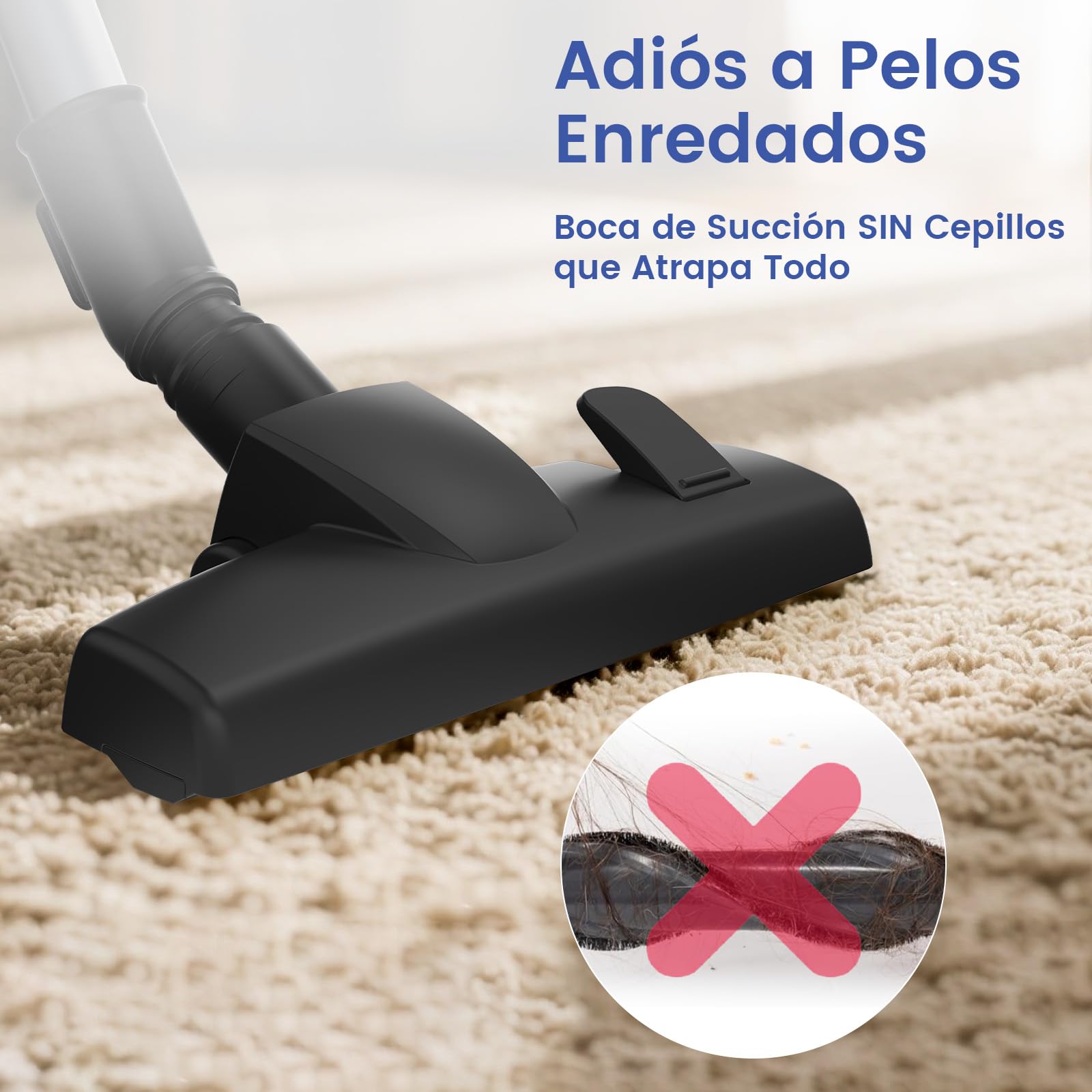VersLife C8PRO Aspiradora con Cable 30KPA, Escoba Aspiradora de 5m, Potente y Ligera, Diseño Antienredos y Tubo Telescópico, para Pelos de Mascotas, Alfombras y Suelos