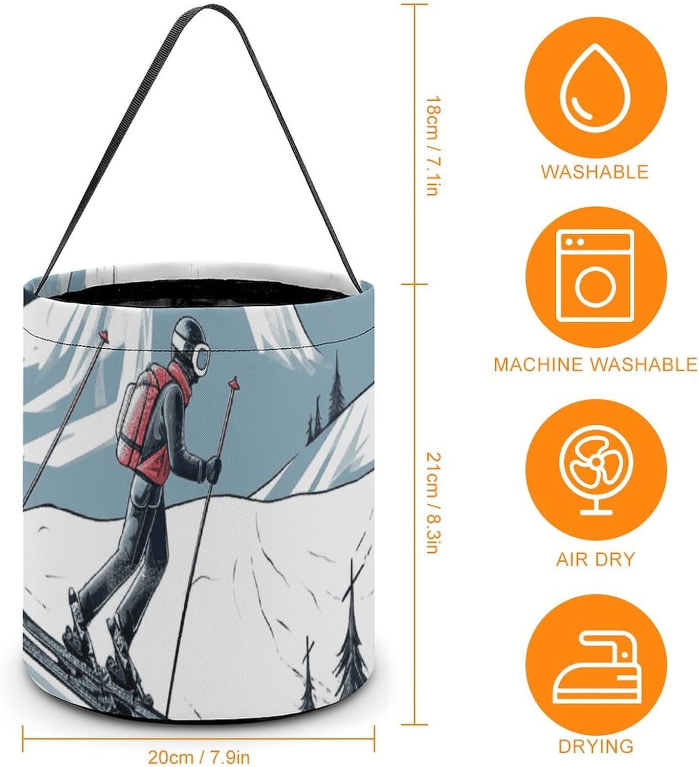 Reusable Halloween Skiing Theme Candy Bucket with Handle image 2