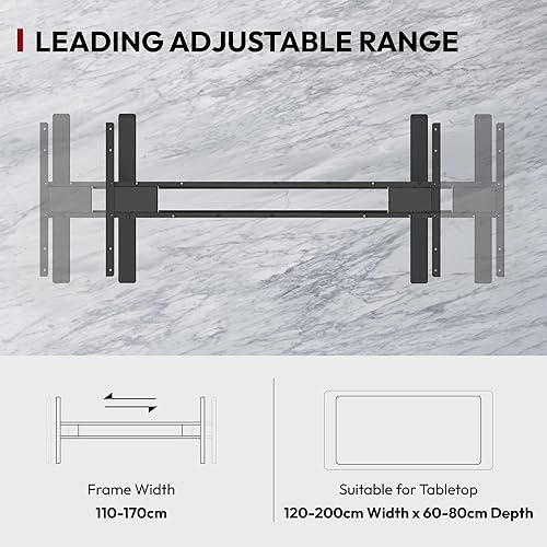 Miniatura 5 de SANODESK Marco de escritorio de pie de altura eléctrica de 3 etapas con motor doble, capacidad de carga de 220 libras, para oficina en casa (solo