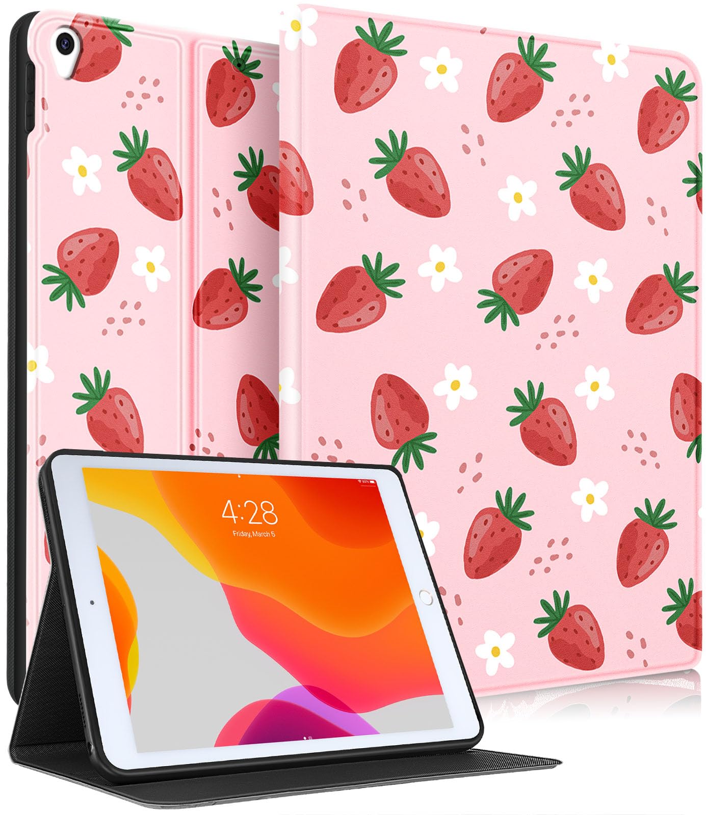 Uppuppy for iPad Air 3rd Generation Case, for Apple iPad Pro 10.5 Inch Case Cute Kids Girls Women Girly Kawaii Teens Strawberry Pretty Unique Design