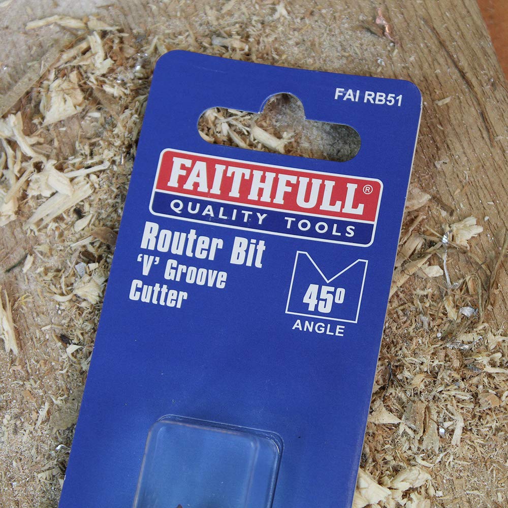 Faithfull FAIRB51 Router Bit TC V Groove 1/4in 13.0mm x 19.1mm, Red / Silver - Image 3