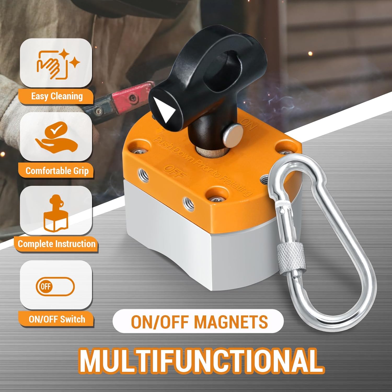 DTLHCNCT 180LB ON/Off Switch Magnet - Multipurpose Magnetic Welding Holder for Lifting, Weld Positioning, Metal Salvage & Screening - Reusable Industrial Magnet with Safety Lock