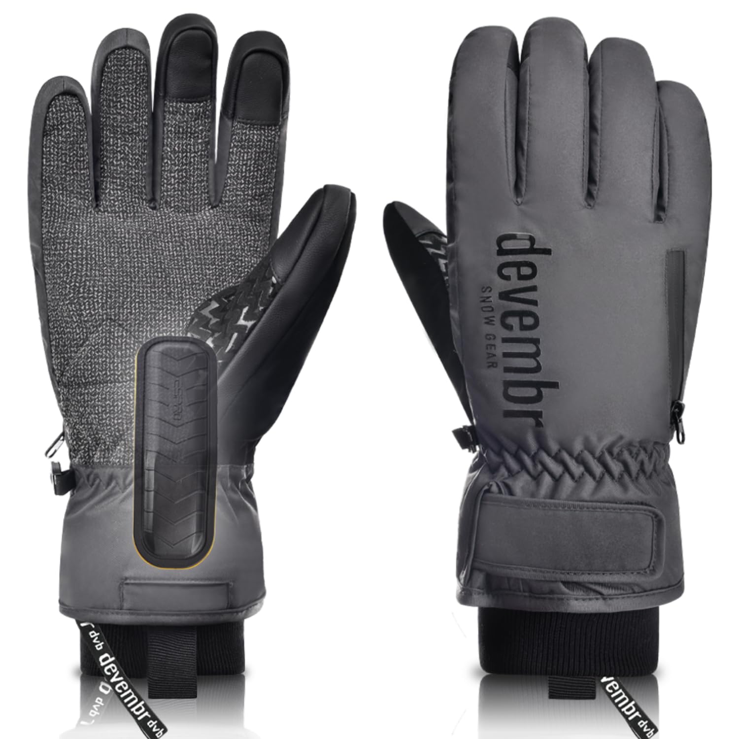 devembr Ski Gloves with Wrist Guards and Undercuff Design, Snowboarding Gloves Touchscreen