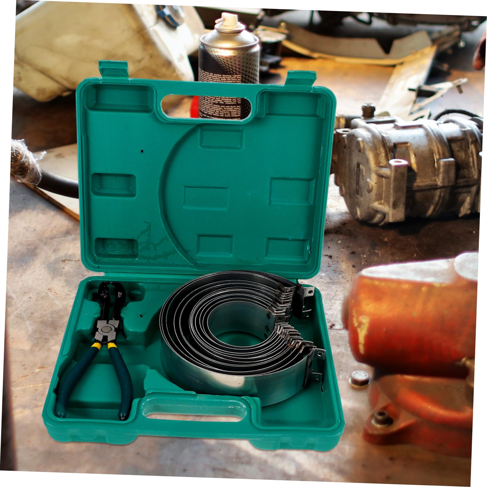 1set Pinze e Compressore Per Fasce Elastiche Di Pistone Strumento Per Installazione e Rimozione Piston Per Motori Auto Facile Da Usare e Ergonomico Kit Completo Per Riparazioni