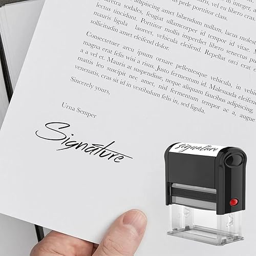 Miniatura 4 de Sello de firma personalizado, sello de firma autoentintado, sellos de nombre recargables para documentos de negocios de oficina, rectángulo
