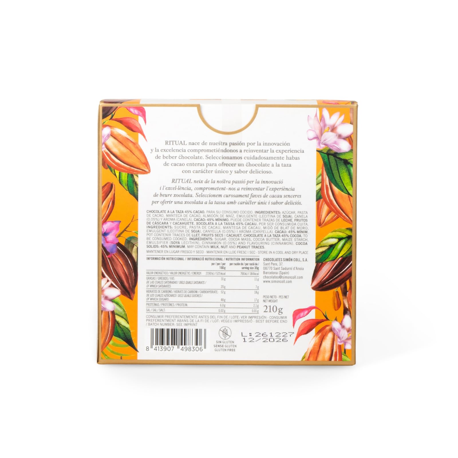 Simón Coll Chocolate a la taza Ritual 45% 210g