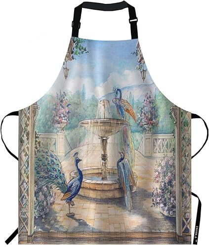 EKOBLA Delantales de pájaros Pintura de acuarela Flor Animal Pequeña rama Arte Delantal