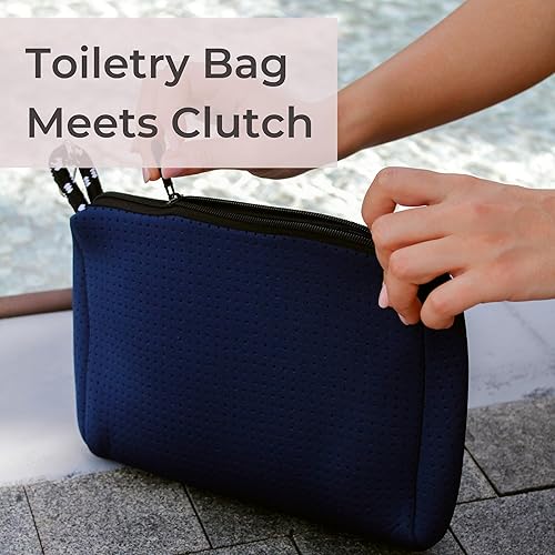 Miniatura 6 de Pop Ups Brand - Bolsa de maquillaje grande con cremallera, de neopreno, lavable a máquina, artículos de tocador de viaje, bolsa organizadora de