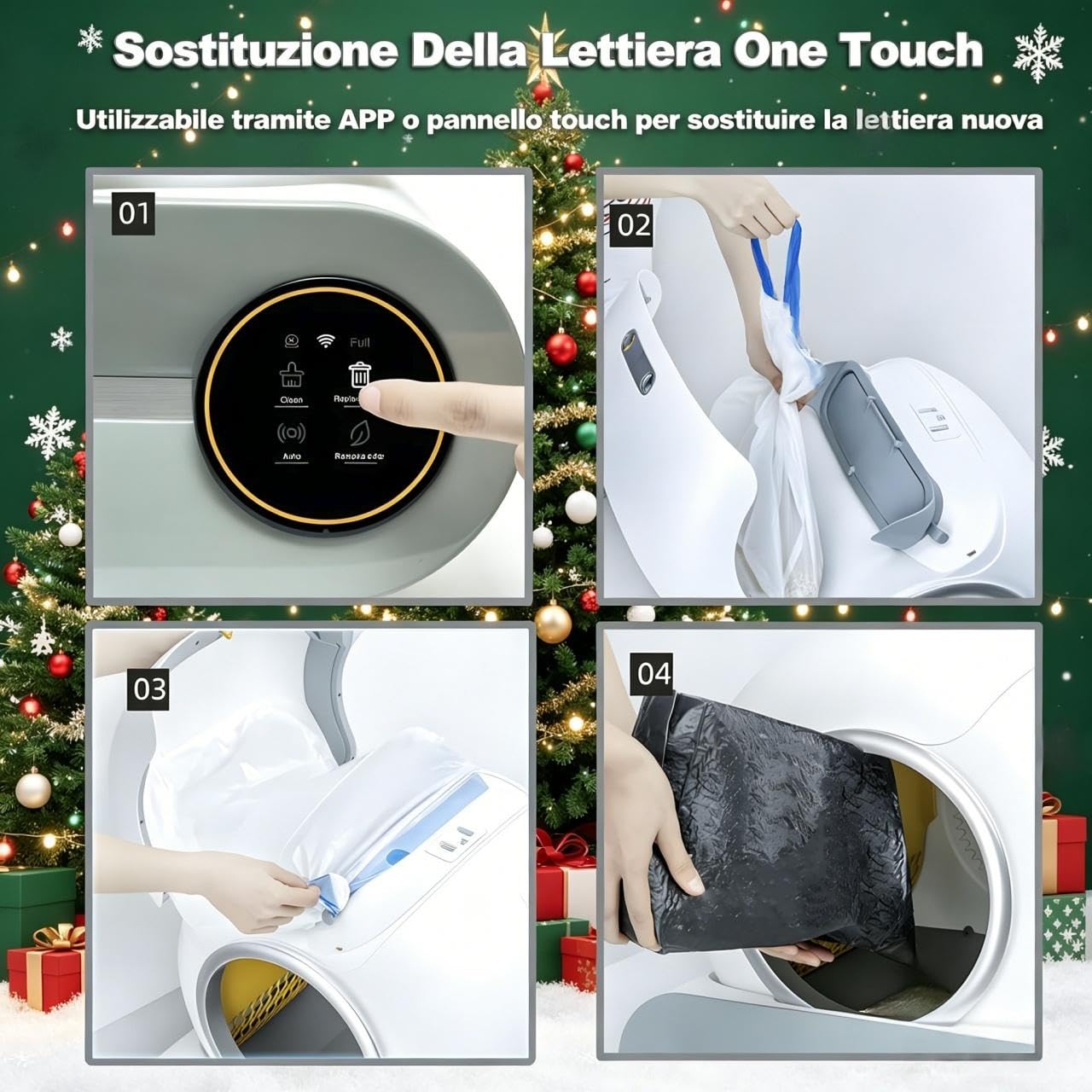 Lettiera Gatto Autopulente 65L + 9L, Lettiera Automatica per Gatti con Monitoraggio Sanitario APP, Include 1 Tappetino e 5 Rotoli di Sacchi per la Spazzatura