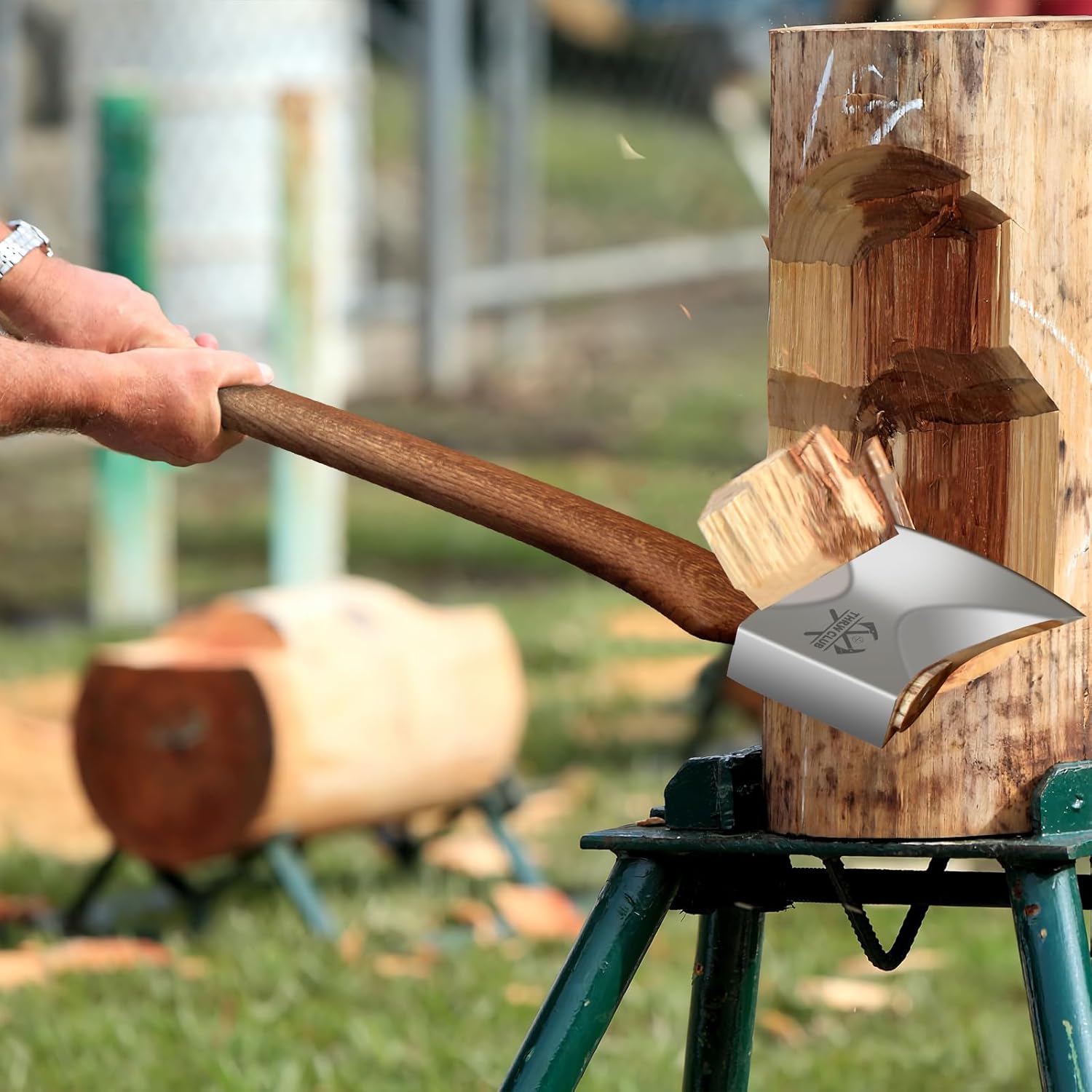 34.3 Inch Professional Wood Splitting Axe, Wood Chopping Axe with Leather Sheath, Standing Ax, Tree Felling Ax, Springboard Ax, Sporting Axse, Racing Axes for Timbersports - Head 5.5lbs