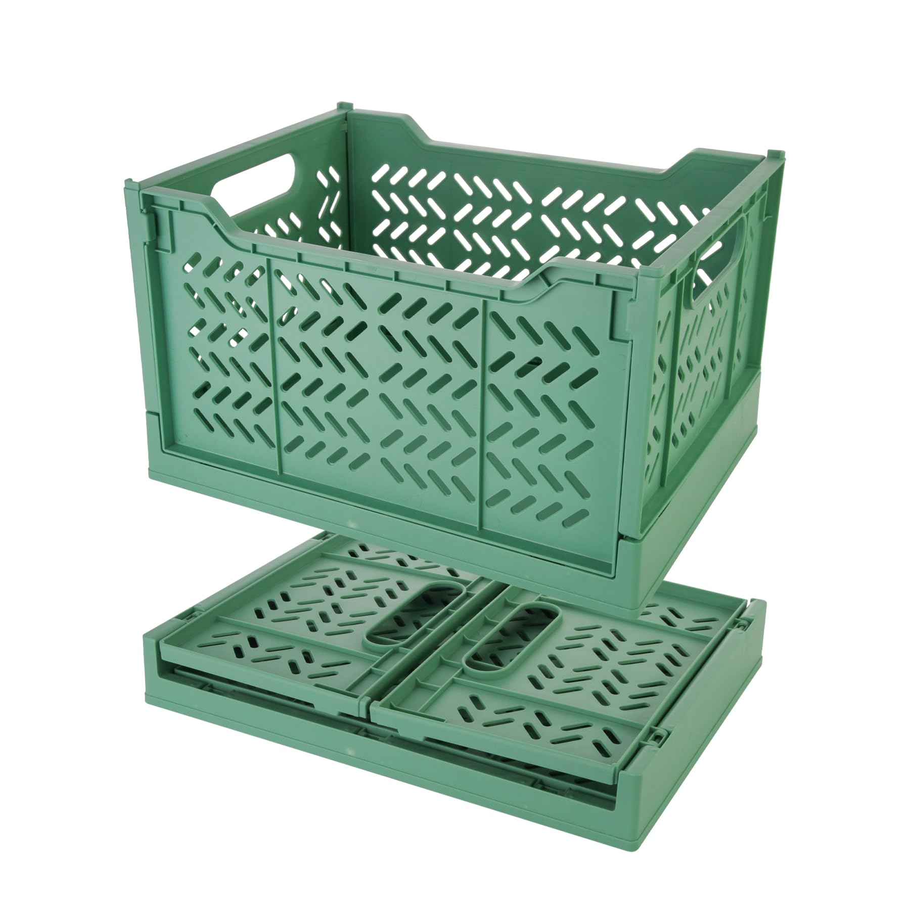 Volein Lot de 2 Mini Boîtes de Rangement Pliable 25*16*10cm, Petite Caisses de Rangement Pliante en Plastique Tiny Caisses Pastel pour Tiroir, Armoire, Table(Blanc+Bleu clair