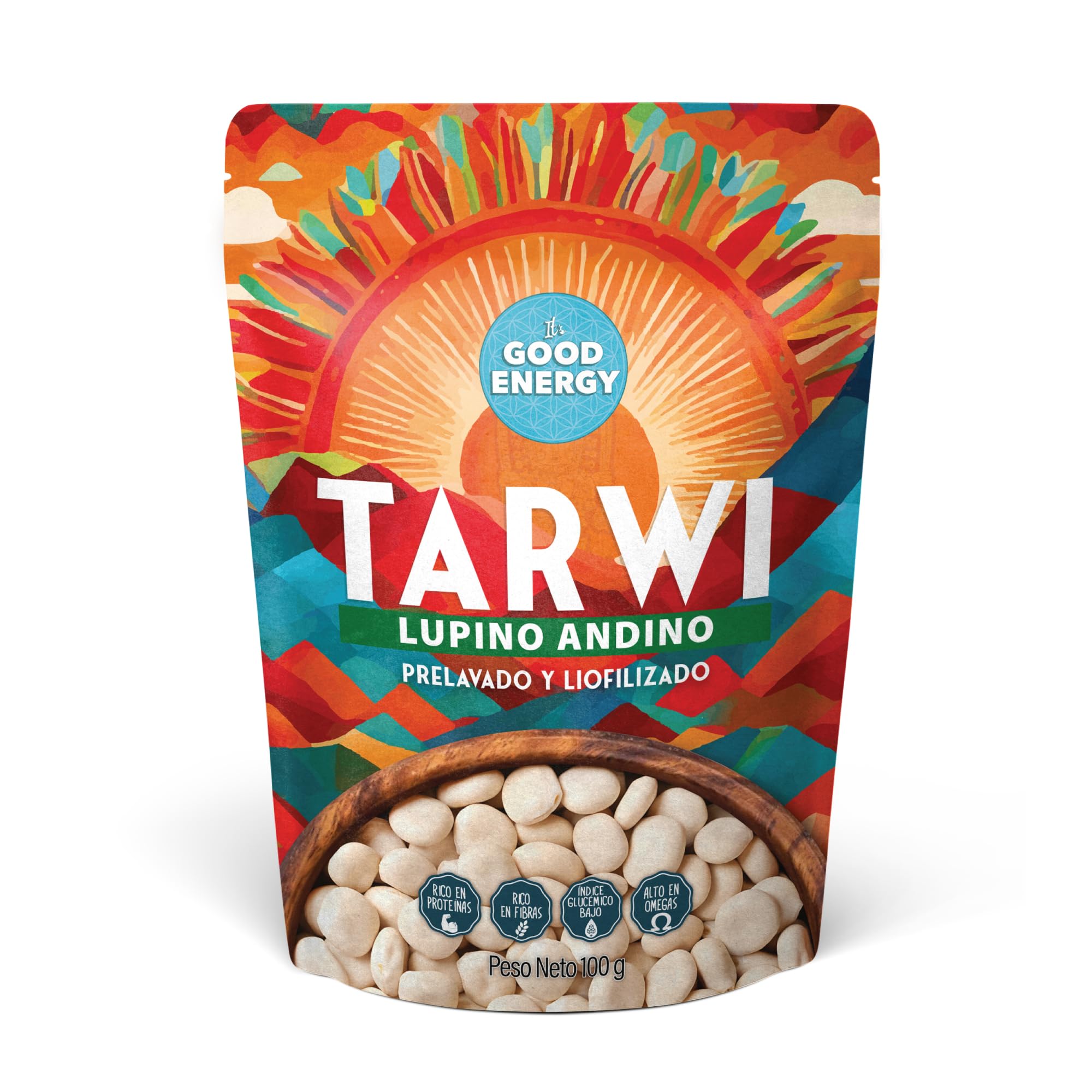 It’s Good Energy Tarwi (Chocho) Frijoles Liofilizados – 54 g de proteína | Bajos en carbohidratos, altos en fibra, snack vegano de origen vegetal | Superalimento apto para dieta keto | Bolsa de 3.5 oz