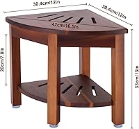 Vista 3 de HouseJoy Banco de ducha de esquina con estante: taburete de ducha de esquina para afeitarse las piernas, reposapiés de baño, banco de baño