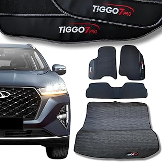 Kit Tapetes Internos e Porta Malas Compativel com Tiggo7 Pro 2023 2024 2025 Hybrid Turbo Sob Medida Impermeável Traseiro Inteiriço Linha Premium