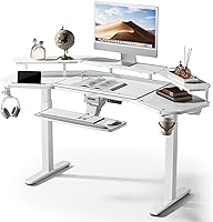 Vista 17 de EUREKA ERGONOMIC Escritorio de pie de altura ajustable, escritorio de computadora con bandeja para teclado de 72 pulgadas, escritorio de estudio