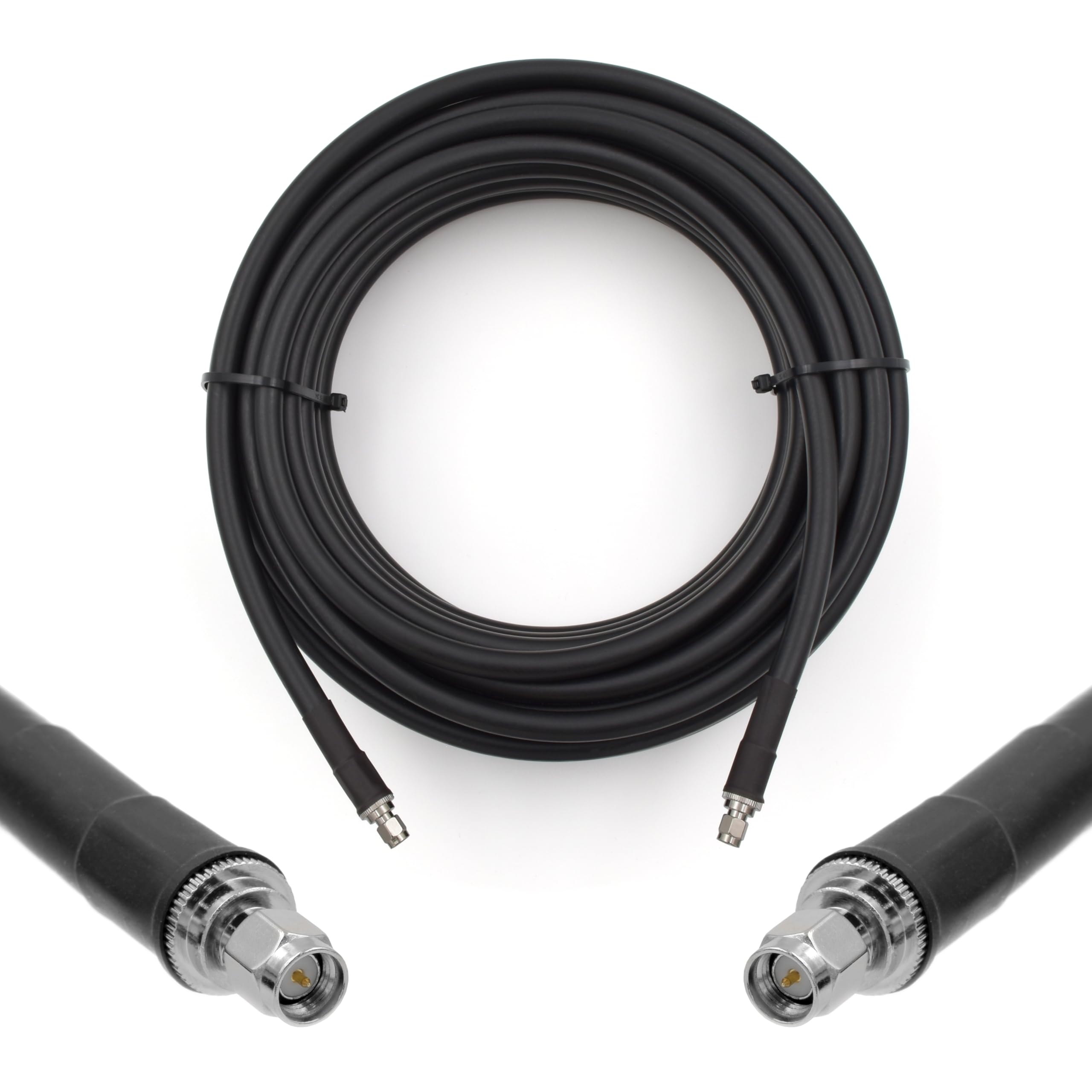 SMA mâle à SMA mâle 30m Cable coaxial 50ohm 8D-FB Ø11.1mm Câble d'extension exterieur à faible perte rallonge etanche pour Routeur WIFI Radio Antenne LTE GSM Amplificateur 4G 5G LTE Hotspot