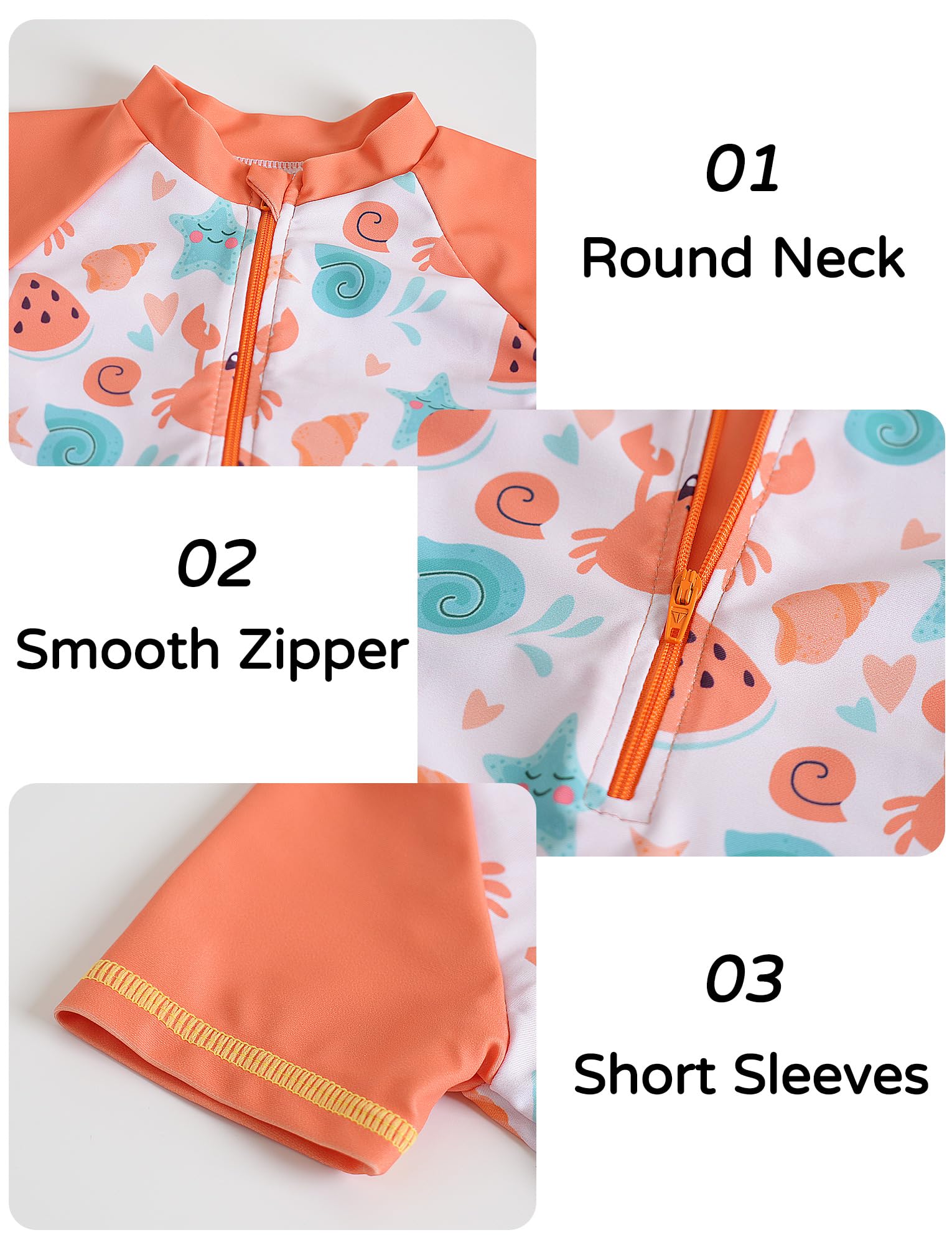 Happy Cherry Bébé Garçon Maillots de Bain 3 Pièces Ensemble Rashguard Zippé Imprimé Manches Courtes + Chapeau Anti-UV Costume de Natation Plage Été à Séchage Rapide 0-3 Ans
