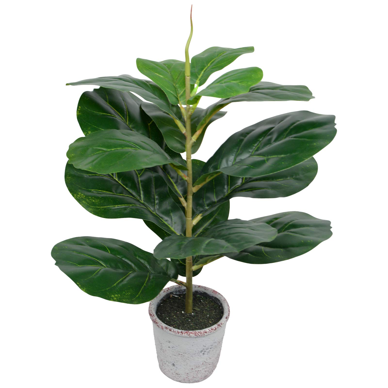 24" Faux Fiddle Leaf Fig Tree Artificial in Cement Pots ， Ficus Lyrata Trees Fake Plants Greenery for Offices Indoor Home Decor