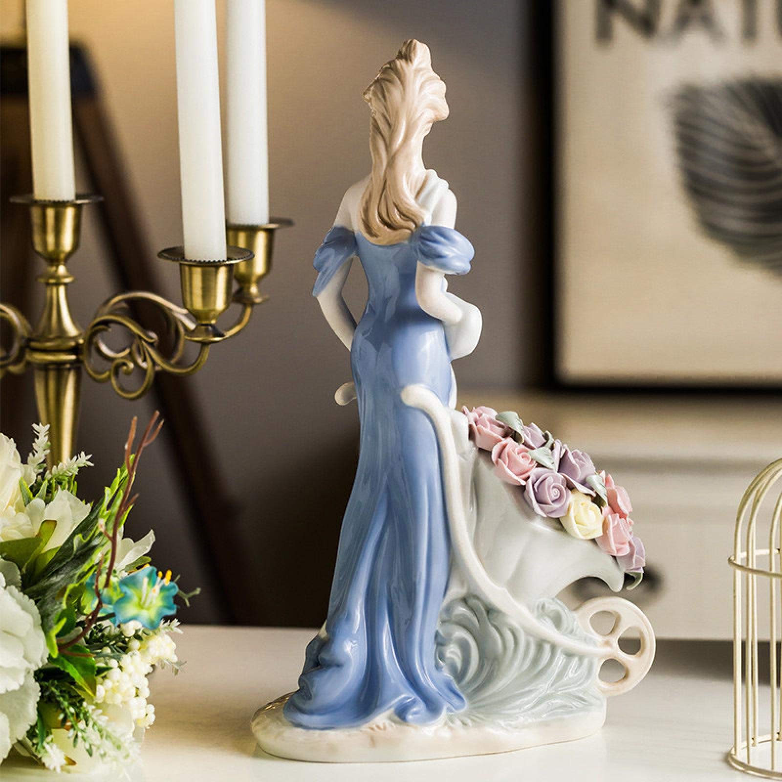 Estatua Decoración de exhibición de regalo Esculturas Estatua Adornos de estatuillas Decoraciones de escritorio abstractas y creativas Estatua, Cerámica Rosa Dama Arte Escultura Porcelana Figura de ni