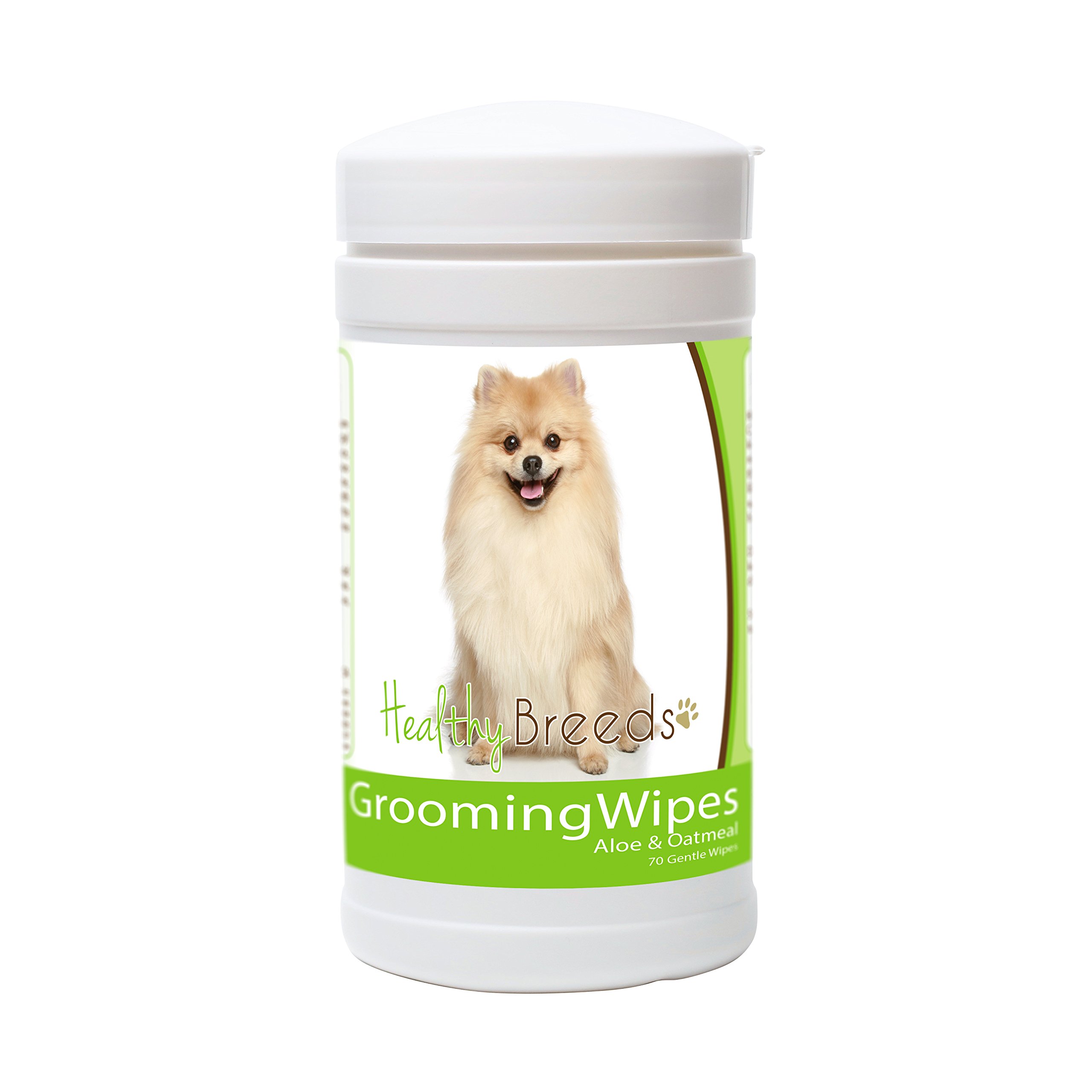 Healthy BreedsDog Multi-Purpose Grooming Wipes for Pomeranian – Over 80 Breeds - Cleans Paw Pads, Skin Folds, Armpits, Face, Butt – 70 Count – Aloe and Oatmeal for Sensitive Skin