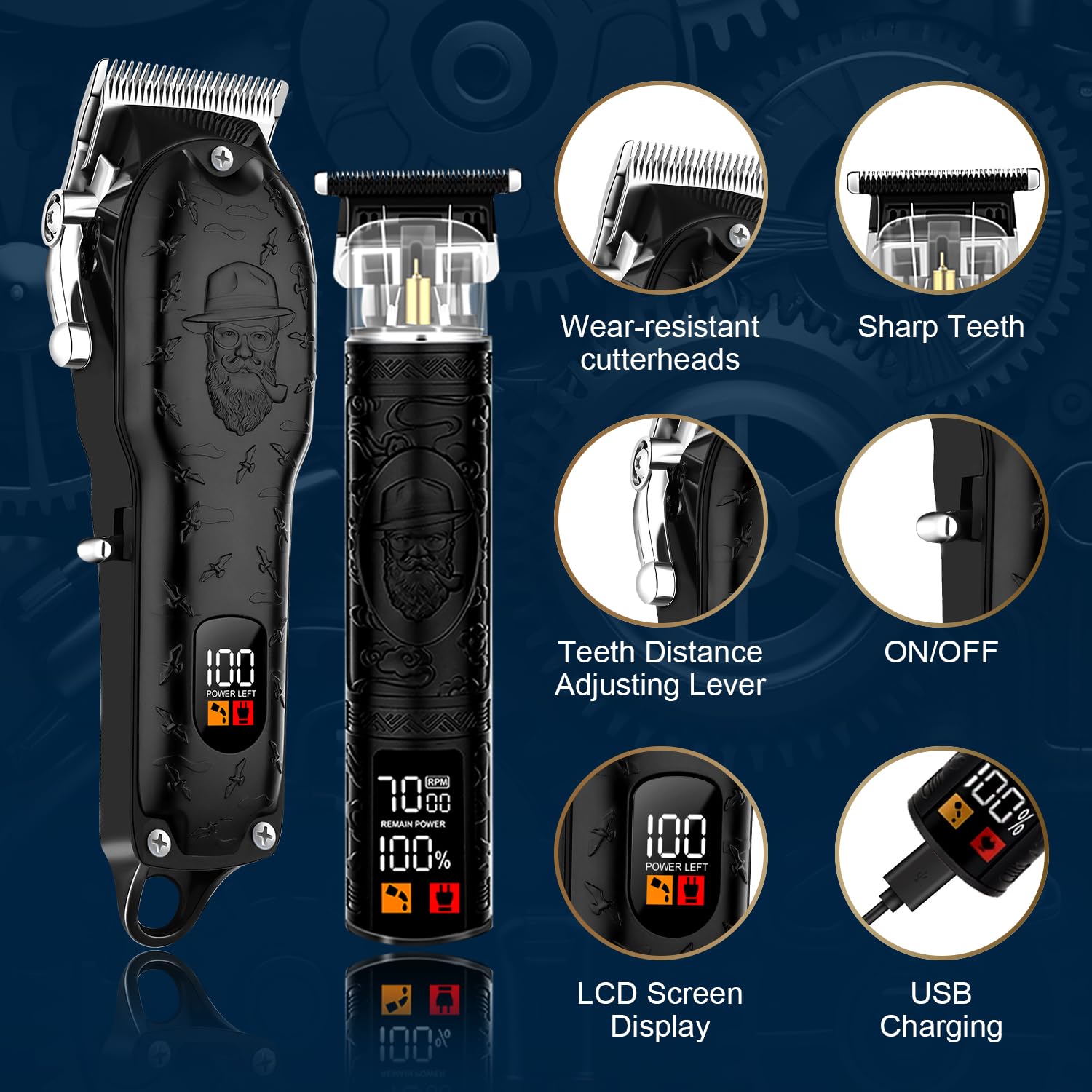LQT Professional Hair Clippers Men, Mens Clippers and Trimmers Set - Image 4
