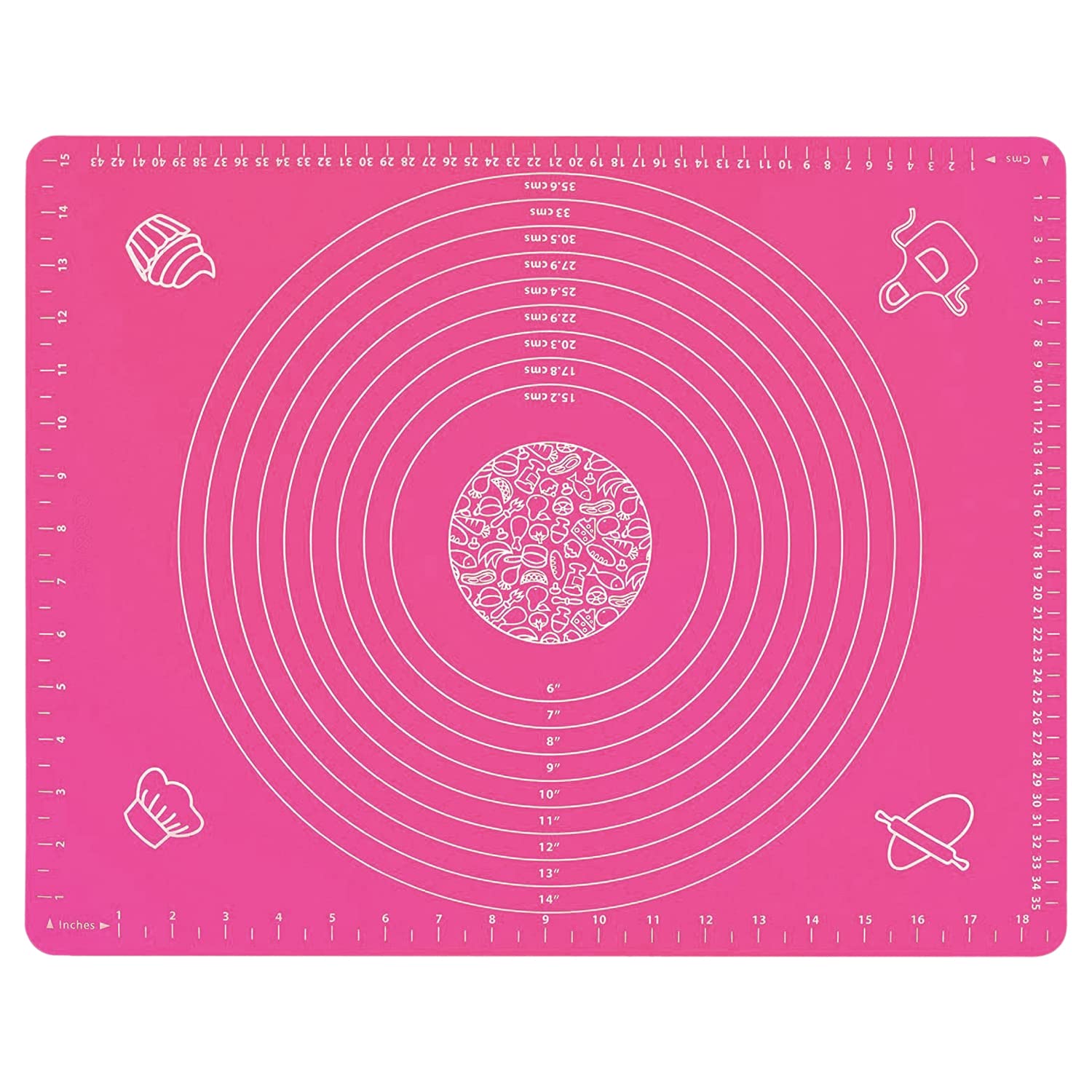 ZELKEY Silicon Fondant Rolling Mat or Silicone Baking Sheet Large with Measurements Stretchable for Kitchen Roti Chapati Cake Pad Cooking Dough Atta Kneading Big Size (Pink)