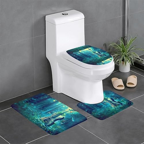 Juego de alfombrillas de tres piezas con estampado de violonchelo en agua absorbente y antideslizante para baños, inodoros y cocinas