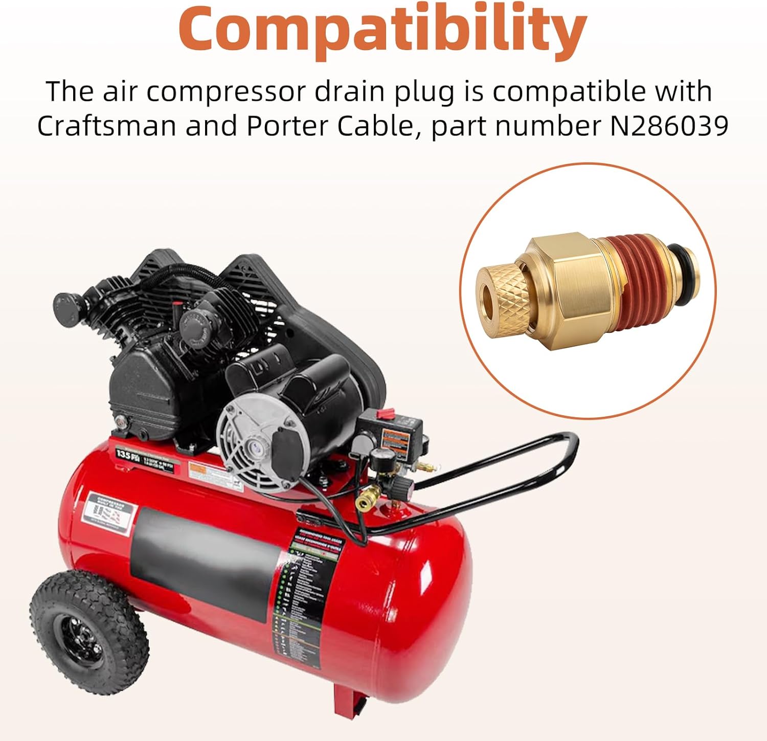C2002/C2005 Air Compressor Drain Valve Replacement for A17038 Drain Valve, Compatible with Porter Cable, Craftman N286039, Air Compressor Parts, 2 Pack