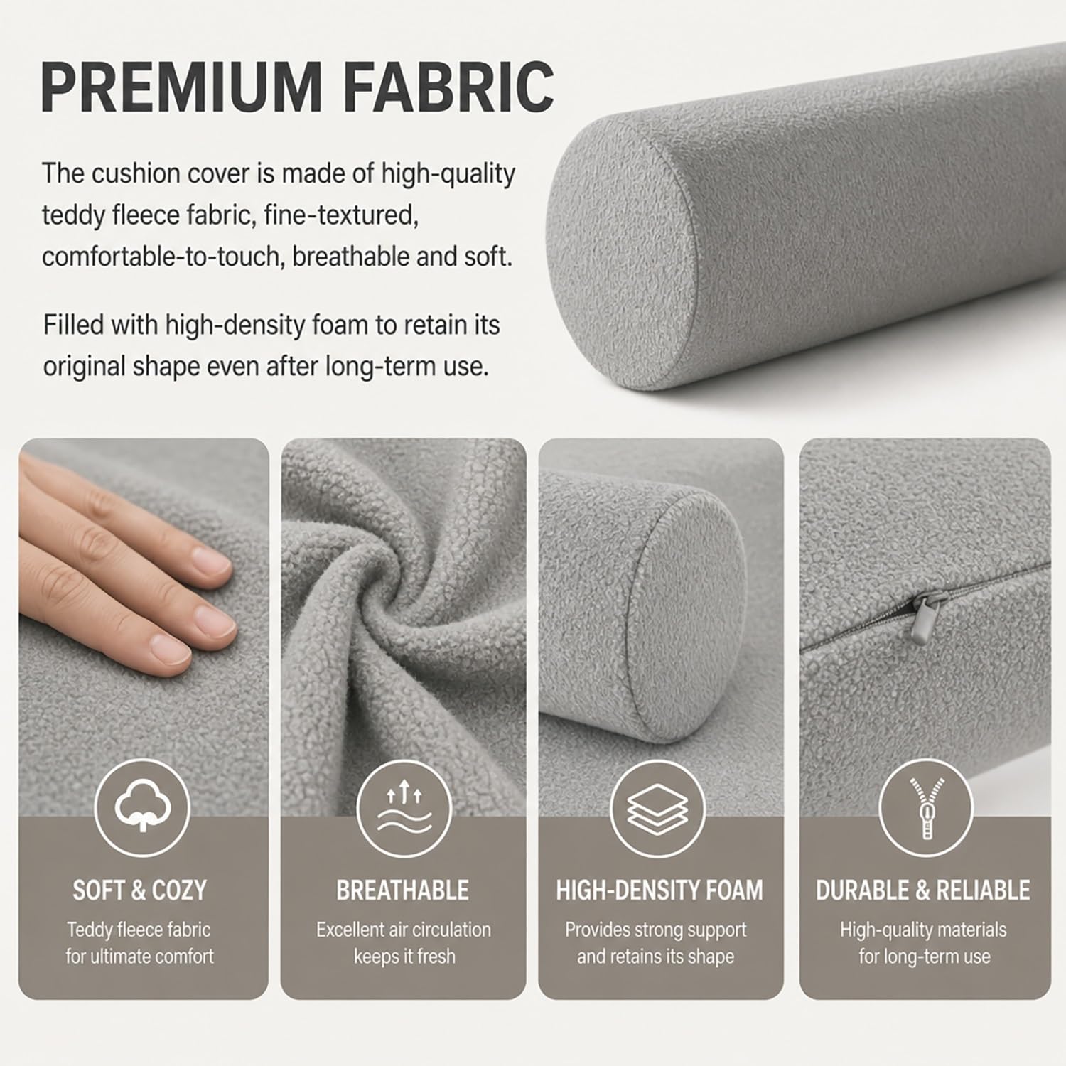 Almohada Cilíndrica Tubo Lavable 40/70cm Resistente a Las Salpicaduras