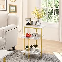 Vista 5 de Lamerge Coffee Table Set of 3,Rectangle Coffee Table&2 Accent Table,Faux Marble Tabletop,3 Piece Living Room Table Sets with Multi Tier Storage, for