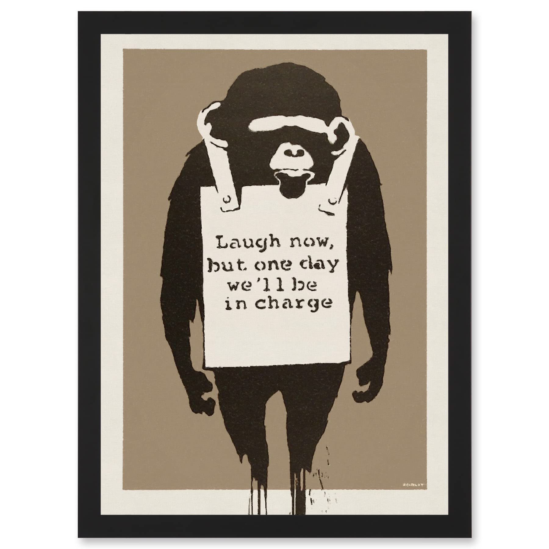 Artery8 Banksy Laugh Now Graffiti Street Mural Ape Artwork Framed Wall Art Print A4