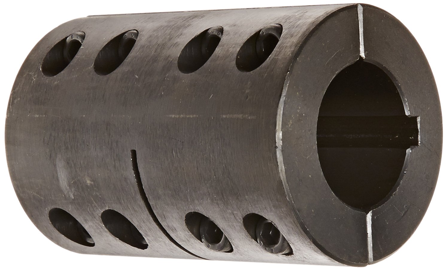Climax Part 2CC-125-125-KW Mild Steel, Black Oxide Plating Clamping Coupling, 1 1/4 inch X 1 1/4 inch bore, 2 1/4 inch OD, 3 3/8 inch Length, 1/4-28 x 3/4 Clamp Screw